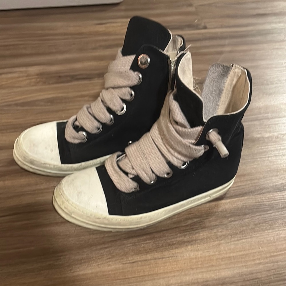 Rick Owen’s DRK SHDW Black and White High-Top Sneakers